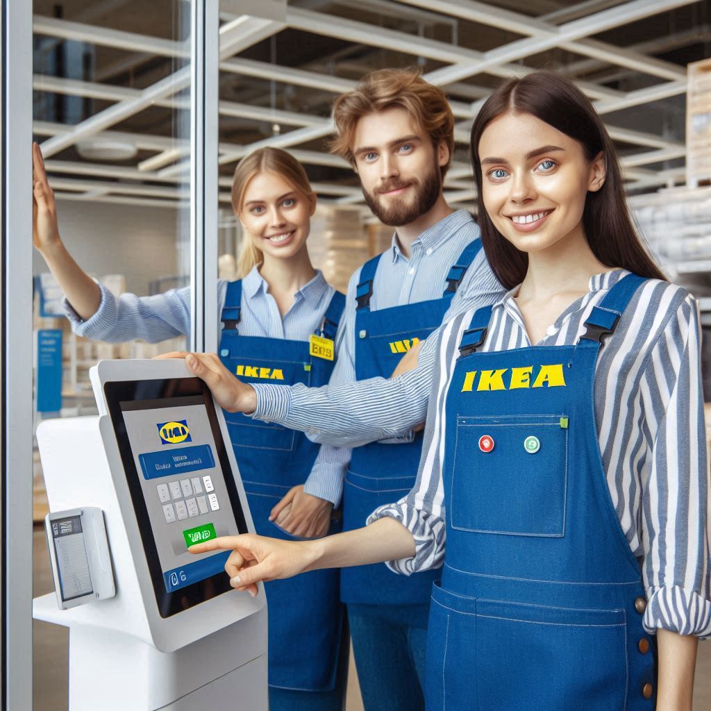 Trabajores instalando el Punto de Facturación en un establecimiento